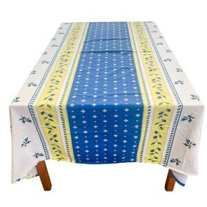 Wedgwood Mediterranean Rectangular Cotton Tablecloth Blue Olives Tuscany